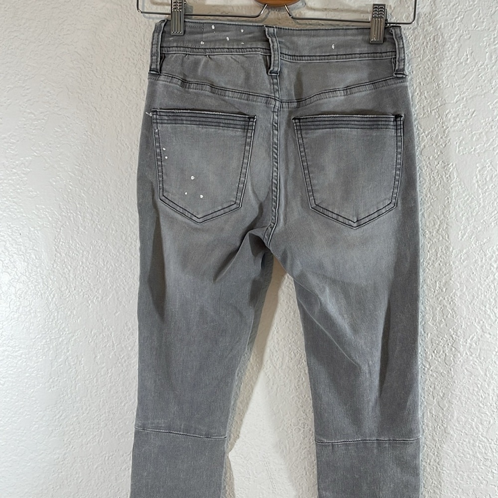 Free People WE THE FREE Grey Distressed Paint Splatter Skinny Jeans sz 25 NEW - Picture 7 of 16